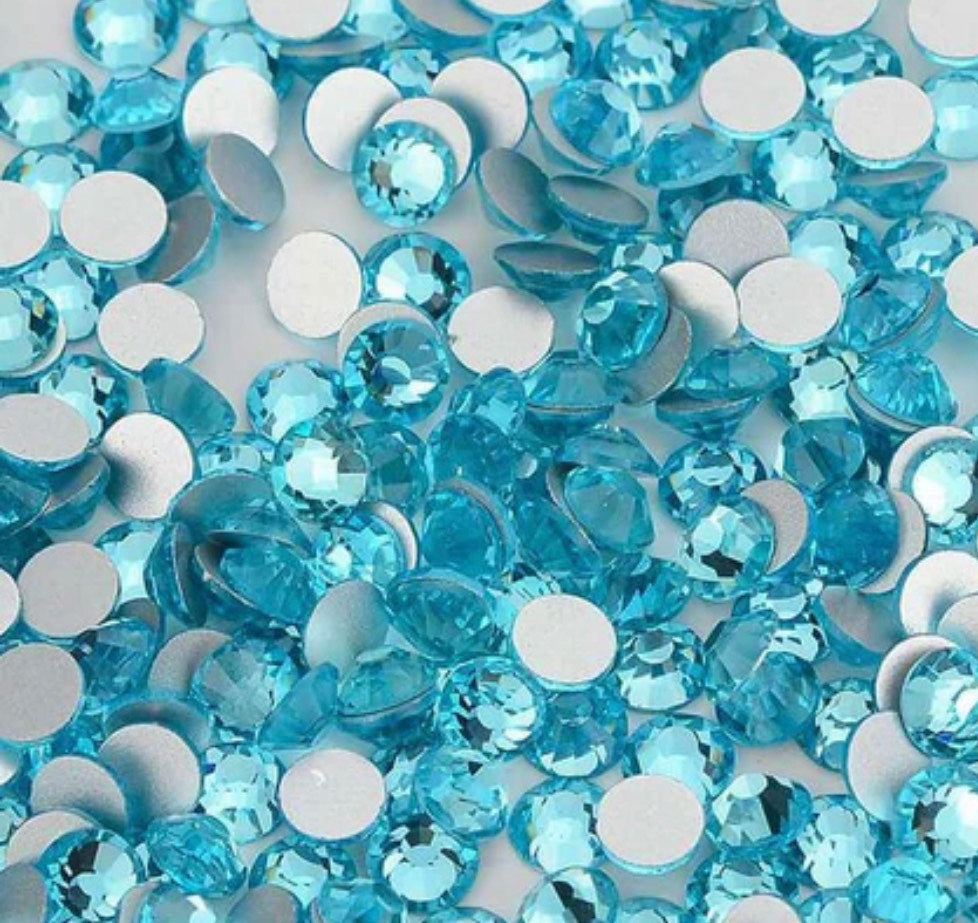 Aqua Glass Rhinestones Flat Back 1440pcs