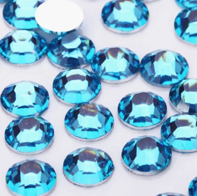 Capri Blue Glass Flat Back Rhinestone 1440pcs